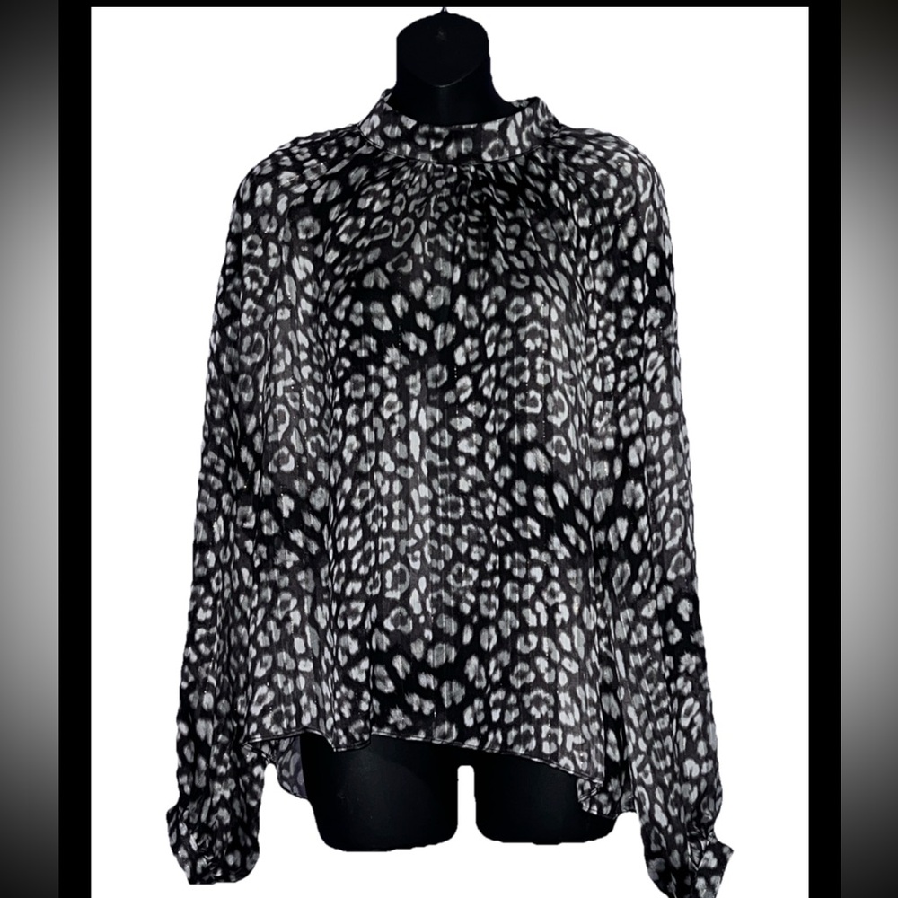 Worthington animal print sheer women’s blouse office siren size medium